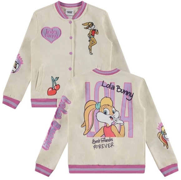 Looney Tunes Lola Bunny Varsity Bomber Jacket Girls Size 10/12 Back To School - Picture 1 of 12